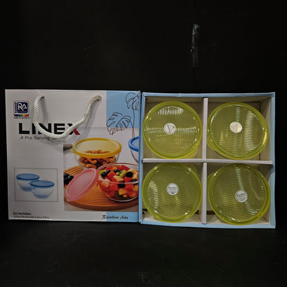 Linex 4 pcs galss serving bowl set with lid for Return gifting