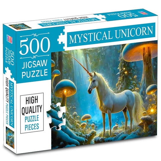 Unicorn Jigsaw Puzzles for Kids and Children – Realistic Illustration Challenging Brain Booster Gifts, Fun and Creative Game 500pcs