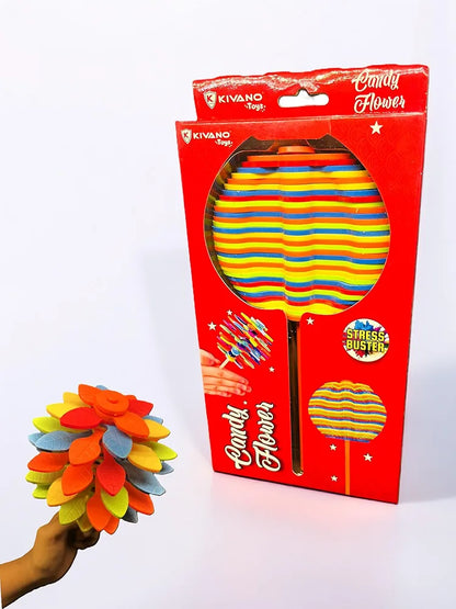 Candy Flower Toy for Kids, Stress Relief Toy, Lollipop Shaped Hand Fidget Spinner, Colourful Twisting and Rotating Flower, Durable, Fun Stress Buster Gift