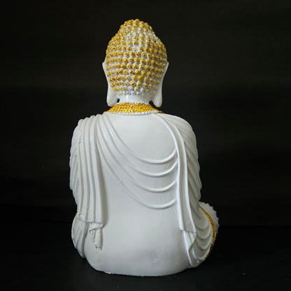 The Healing Spirit Blessing Buddha White & gold Statue for Home Decor
