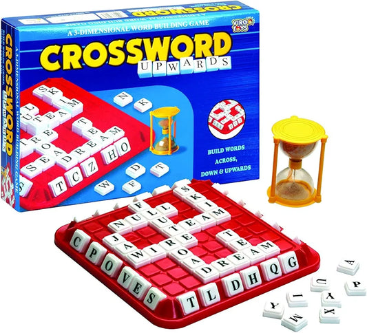 3 Dimensional word building game crossword upwards build words across down&upwards board games