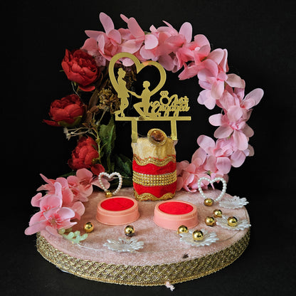 Flowral Decorated Engagement Ring Platter Decorative Ring Plate and Tray for Ceremony