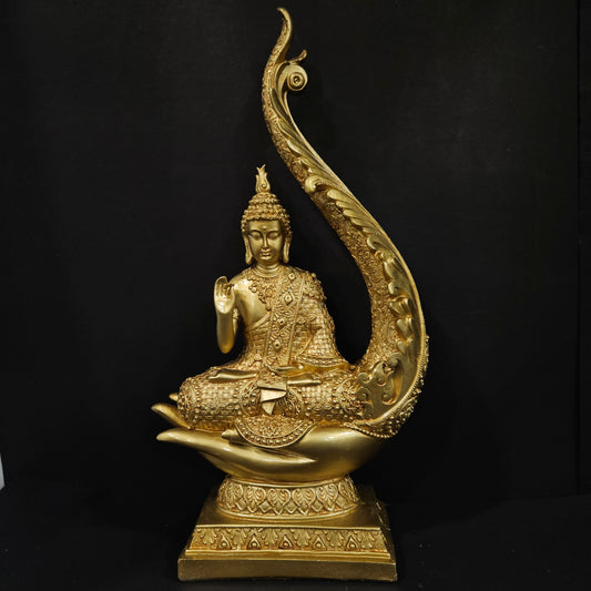 Handcrafted Showpiece of Golden Meditating Buddha Statue Idol for Home Decoration, Perfect Living Room, Bedroom, Office Decor, Unique Table Arts Items.(Golden)