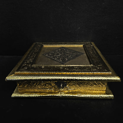 Handicraft Wooden Box Meenakari Rajwadi Hathi Oxidized 4 Section Box for DryFruits Mukhwas Chocolates Diwali Festival Marriage Return Gift