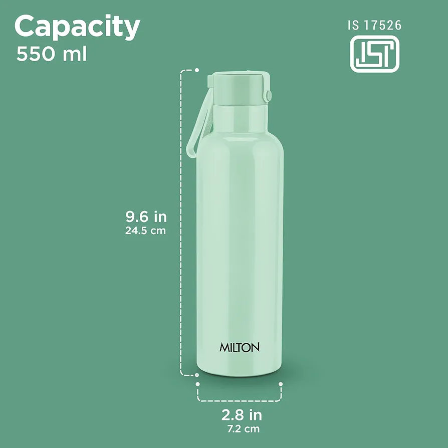 Milton Felice 700 Thermosteel Water Bottle 550 ml, 24 Hr Hot and Cold I Leak Proof Lid, ISI Certified I Vacuum Insulated I for Office, Gym, School