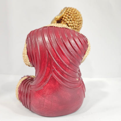 Sitting Buddha Statue Idol Buddha Figure Gold Foli Work Resin Made Light Weight Statue Perfect Home decor