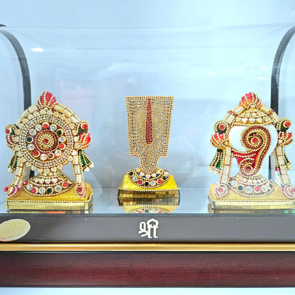 Lord Shank,Chakra & tilak 24carats gold Plated Cabin Idol for Home Decor & Lord Ganpati Bappa Showpiece