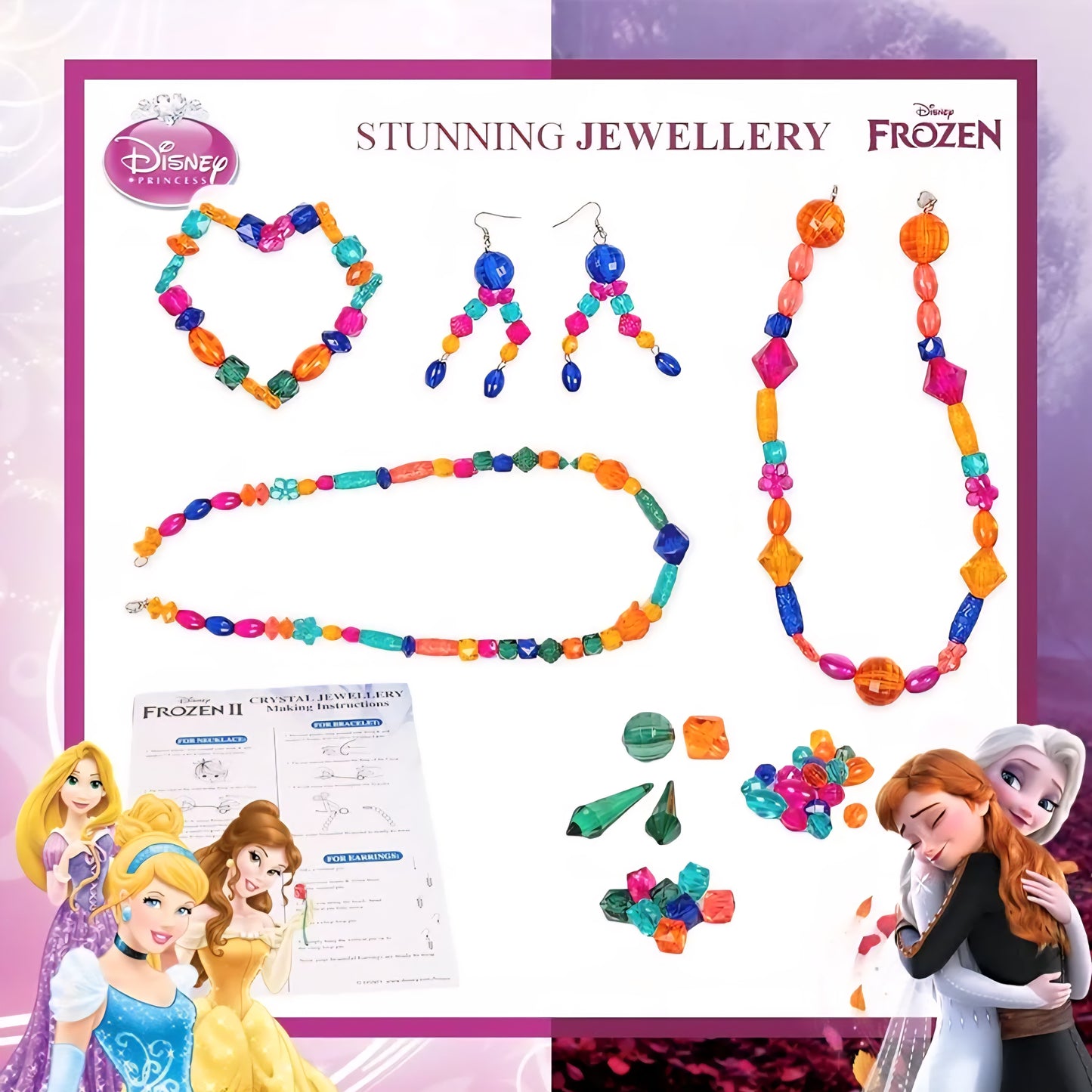RATNA'S 2 in 1 Disney Princess & Frozen Jewelry Making DIY Kit