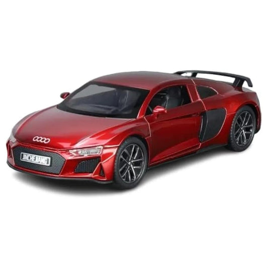 Red Audii R8 Sports Die-Cast Model Metal Pull-Back Car with Sound & Light with 2 Opening Doors Kids' Best Toy Vehicle Gifts