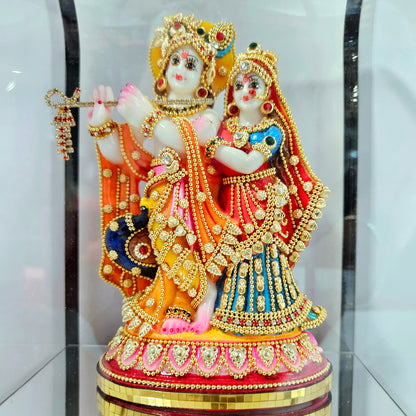 Radha Krishna 24carats gold Plated Cabin Idol for Home Decor & Lord Showpiece