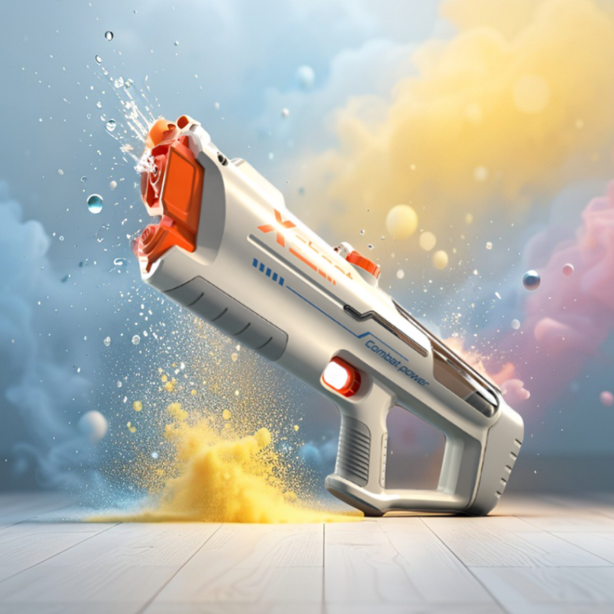 Grey Futuristic Electric Water Gun – High-Velocity Automatic Water Blaster Toy for Kids & Adults – Rapid Fire Summer Pool & Beach Fun