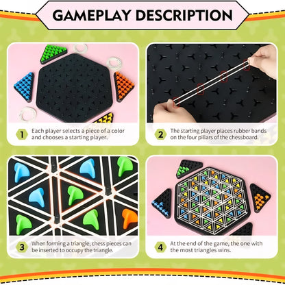 Triggle Game Rubber Bands Triangle, Triggle Game for Children Over 7 Years Old, Classic Strategy and Imagination Devlopment Games for Adults and Family Party