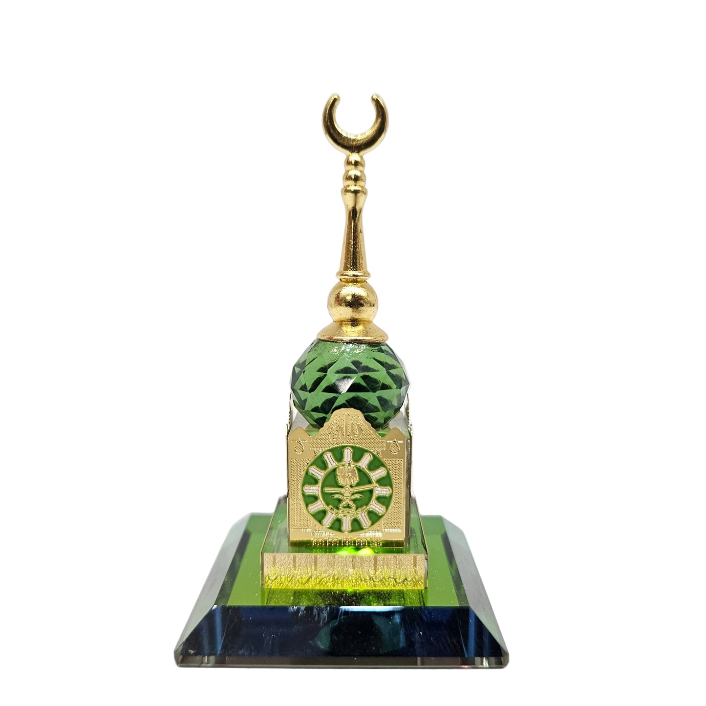 Islamic Crystal Table Showpiece with Crescent Moon & Arabic Calligraphy – Decorative Islamic Gift Item