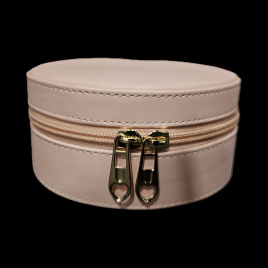 Jewellery Organiser/Box Leather Zipper Lock Portable Pink Jewellery Storage Box Case with Dividers Container for Ring, Earrings, Necklace Jewelry Organizer for Women