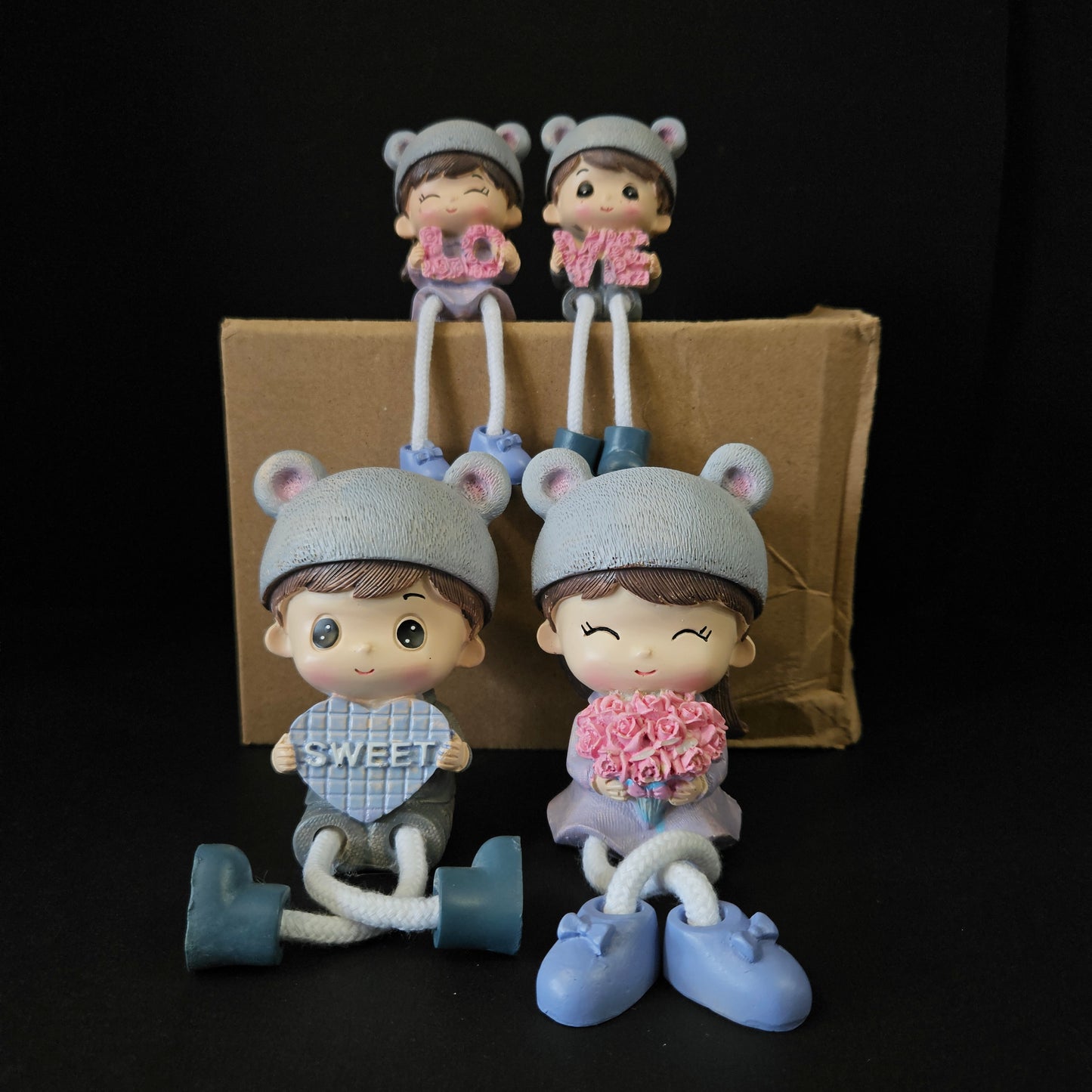 Cartoon Resin Outseam 4pieces set Dolls Hanging Feet Doll Home Wall Decoration