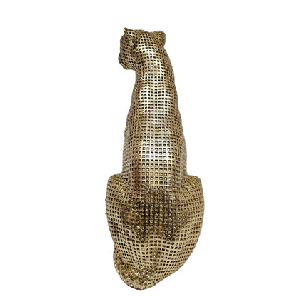 Majestic Panther Sculpture | Luxury Resin Animal Figurine for Home & Office Décor | Metallic Gold Textured Finish | Modern Table Showpiece for Living Room