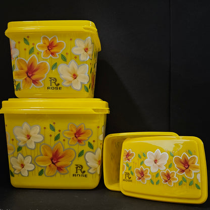 Storage Container yellow floweral printed Plastic Container 3pcs Set