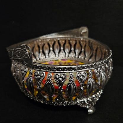 Floral Pattern Glossy Finish Cutwork Decorative pichwai Basket for Diwali Gifting purpose