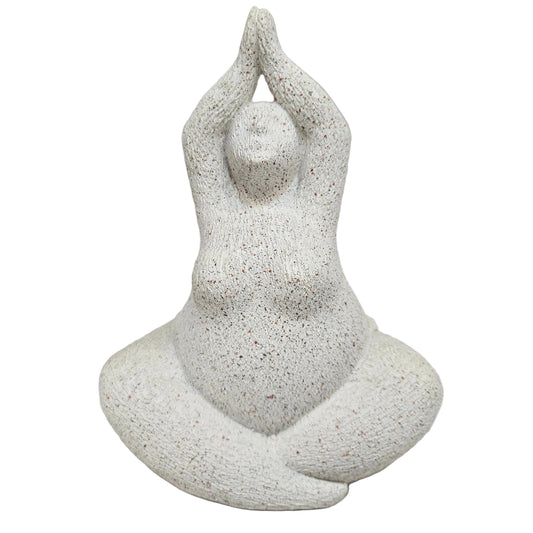 Polystone figure "Cute chubby", white sand Statue Showpiece Figurine in yoga pose
