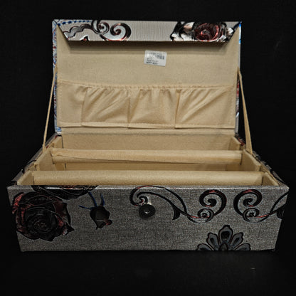 Wooden Bangle Box 2 Rod Bangle Box Storage Box having jewellery Storage pouch floweral design and Button locking System