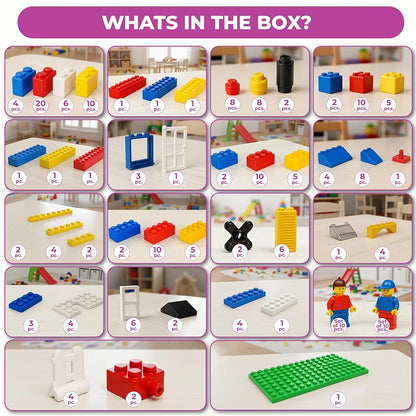 Expert Master Building Blocks for Kids, 200 Interlocking Pieces. let Your Kid Make Everything he/she Dreams of. Improves Logical Thinking and Cognitive Skills of Kids