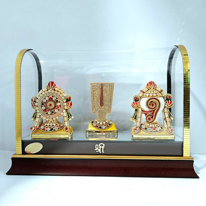 Lord Shank,Chakra & tilak 24carats gold Plated Cabin Idol for Home Decor & Lord Ganpati Bappa Showpiece