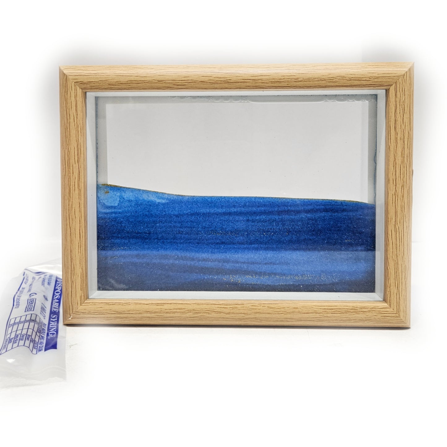 Blue Moving Sand Art Picture Flowing Sand Painting 3D Showpiece Figurine for Table decor