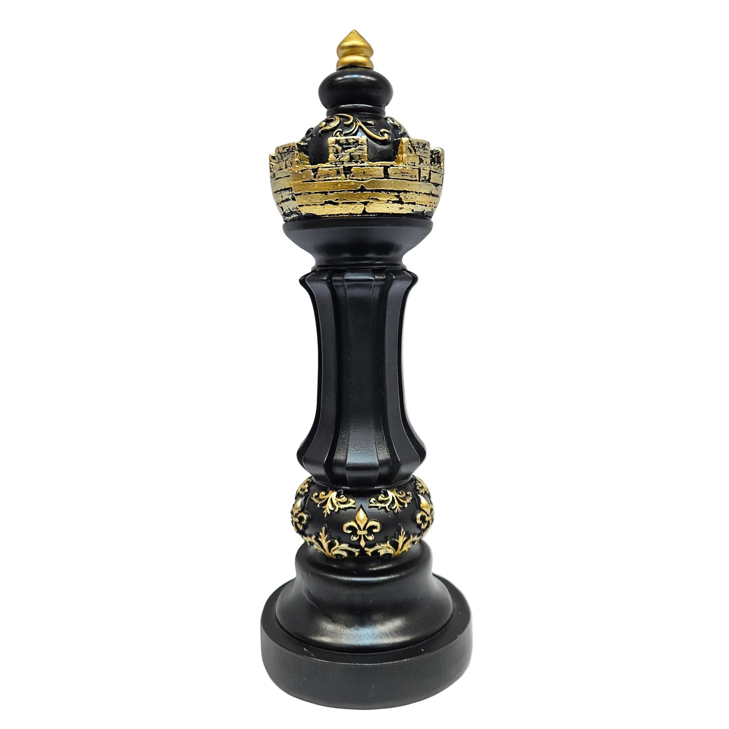 Top Chess Piece Showpiece – Black & Gold Resin Decorative Figurine | Elegant Home & Office Décor Accent | Luxury Table, Shelf & Study Decoration | Gift for Chess Lovers