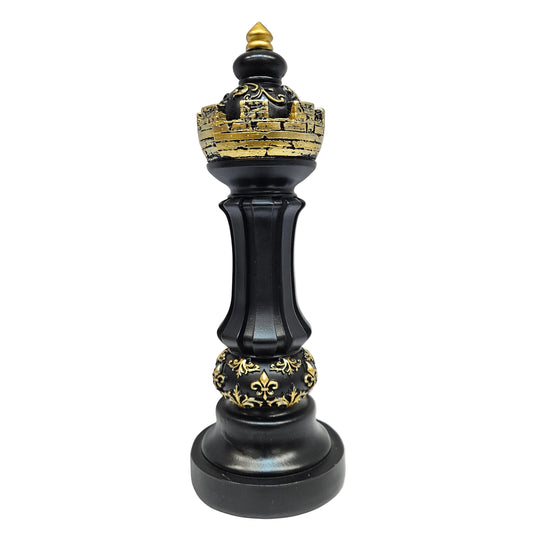 Top Chess Piece Showpiece – Black & Gold Resin Decorative Figurine | Elegant Home & Office Décor Accent | Luxury Table, Shelf & Study Decoration | Gift for Chess Lovers