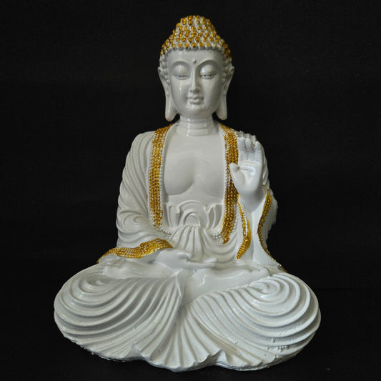 The Healing Spirit Blessing Buddha White & gold Statue for Home Decor