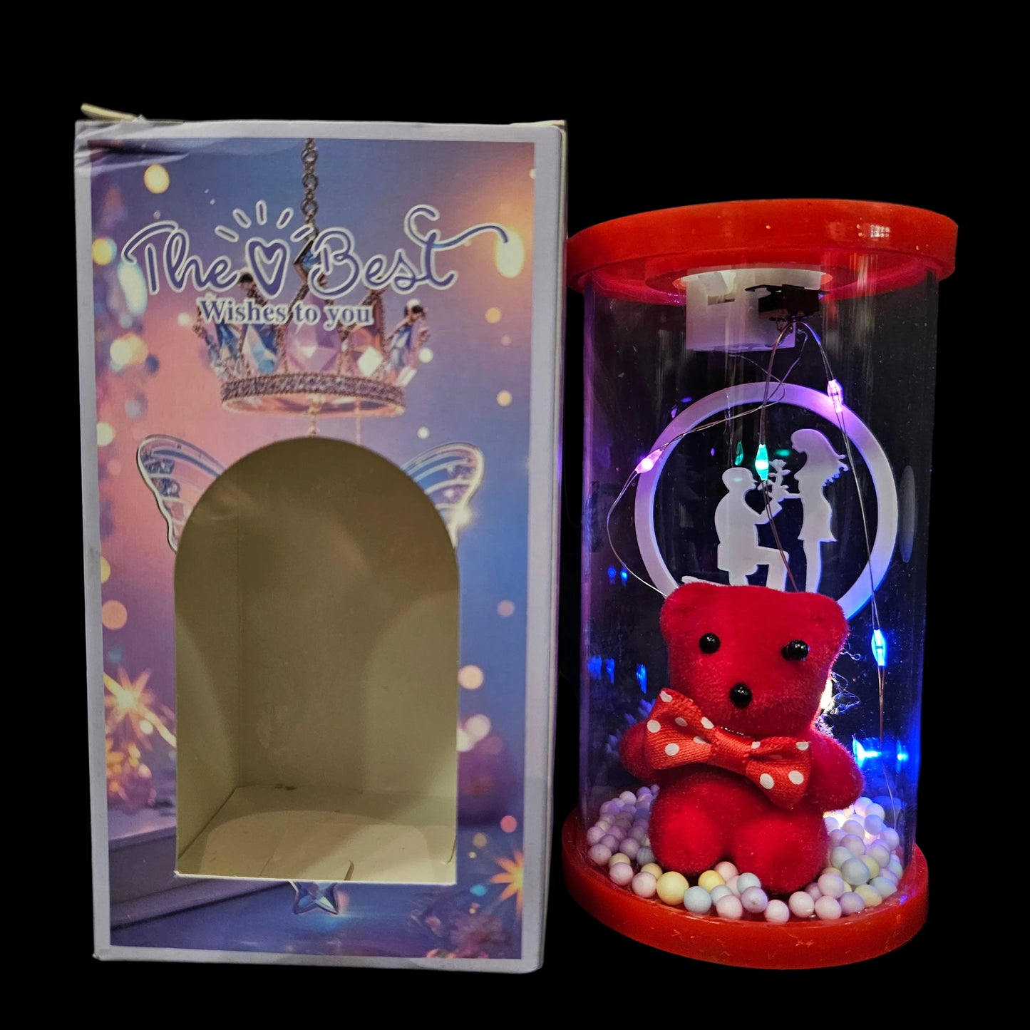 Panda best wishes lighting in a glass capsule perfect for couple gifting