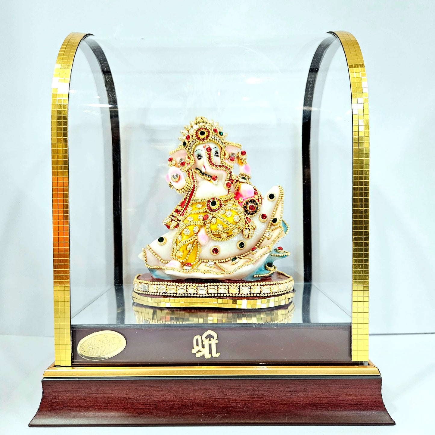 Lord Ganesha 24carats Gold Plated Cabin Idol for Home Decor & Lord Ganpati Bappa Showpiece