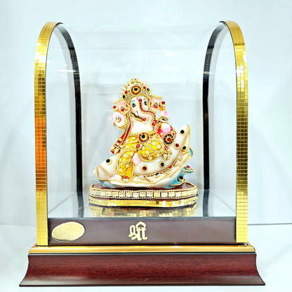Lord Ganesha 24carats Gold Plated Cabin Idol for Home Decor & Lord Ganpati Bappa Showpiece