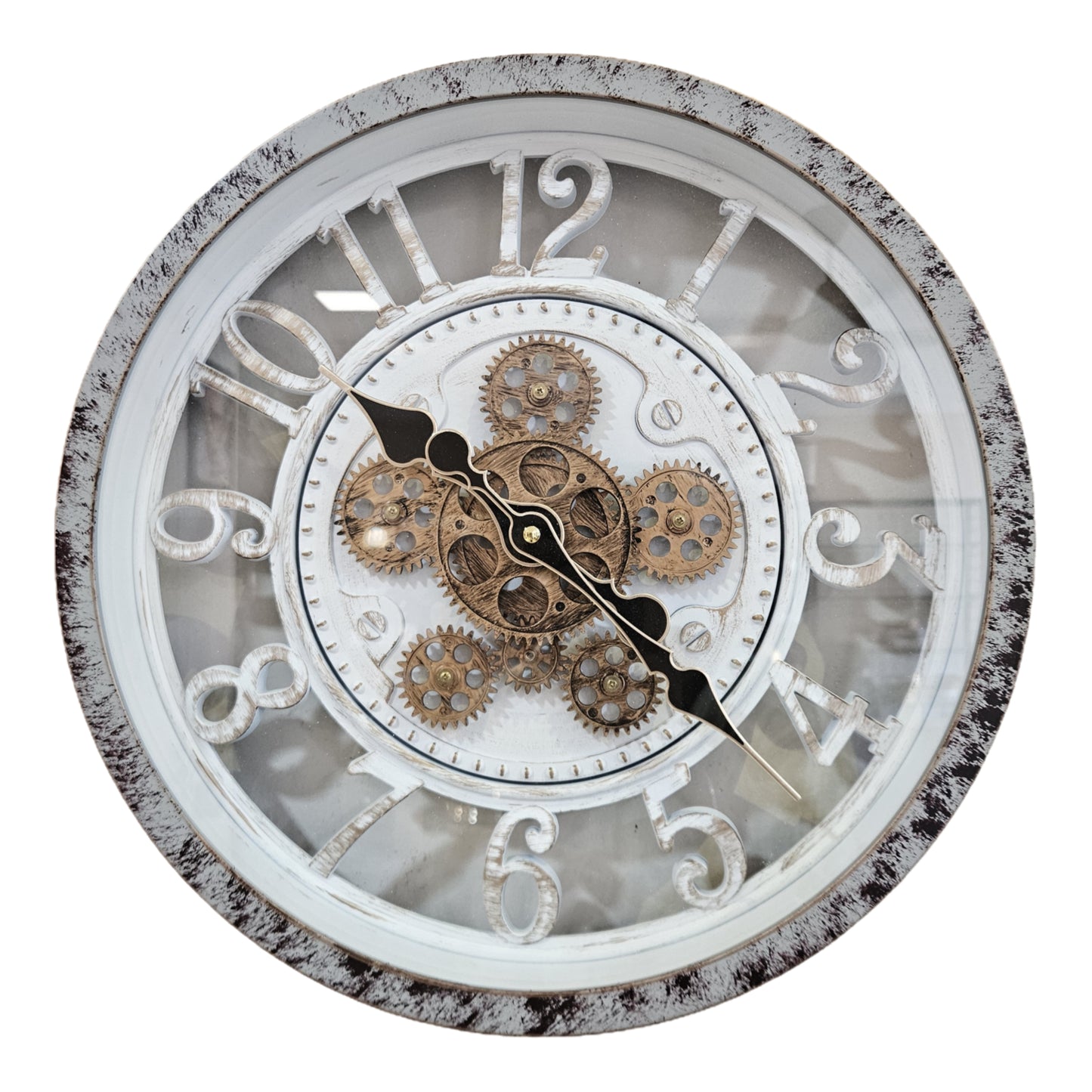 Vintage Gear Wall Clock Industrial Rustic Farmhouse Classic Style Mechanical Charm Perfect for Living Room Bedroom Office