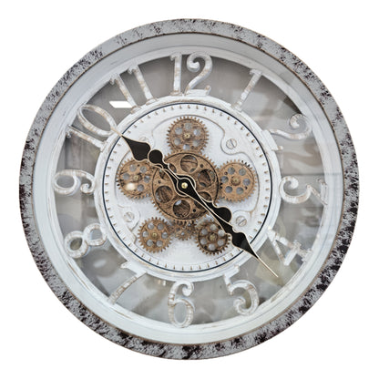 Vintage Gear Wall Clock Industrial Rustic Farmhouse Classic Style Mechanical Charm Perfect for Living Room Bedroom Office