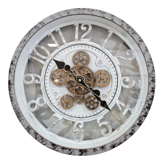 Vintage Gear Wall Clock Industrial Rustic Farmhouse Classic Style Mechanical Charm Perfect for Living Room Bedroom Office