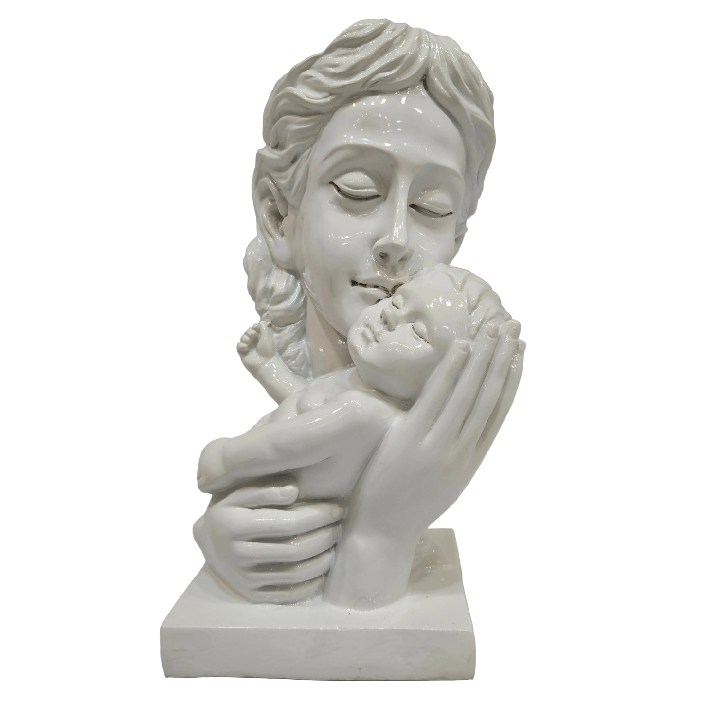 Mother and Child Decorative Statue, White Resin Sculpture,Handmade Home Decor, Modern Art Tabletop Figurine