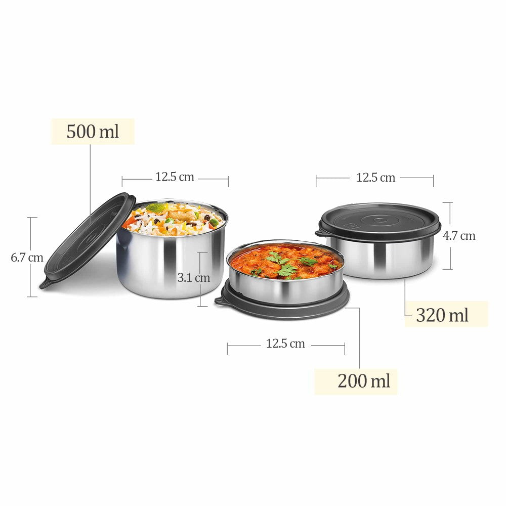 Milton Tasty Lunch 4 Steel Tiffin Leak-proof, food grade steel & light weight