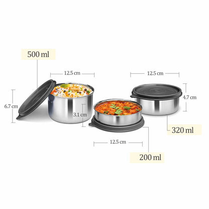 Milton Tasty Lunch 4 Steel Tiffin Leak-proof, food grade steel & light weight