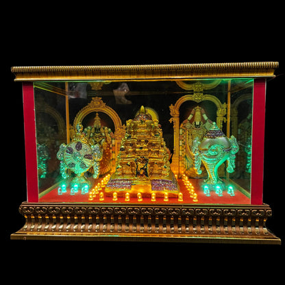 Tirupati Gopuram,shank&Chakra decorated with attractive stones,slokam & multi colour lighting Cabin idol perfect for Marriage gifting,house warming
