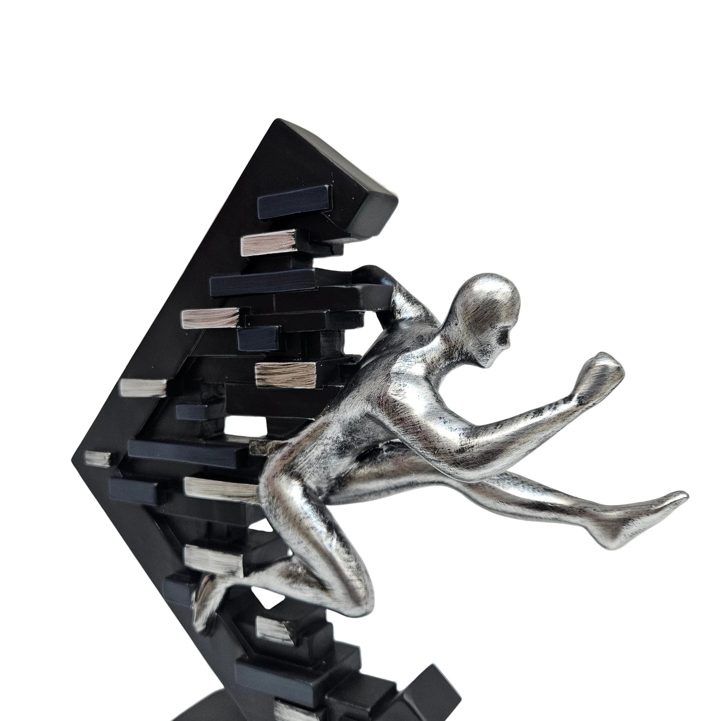 Running Man Sculpture, Matte Black & Teal Resin Showpiece for Home, Office & Gym Décor