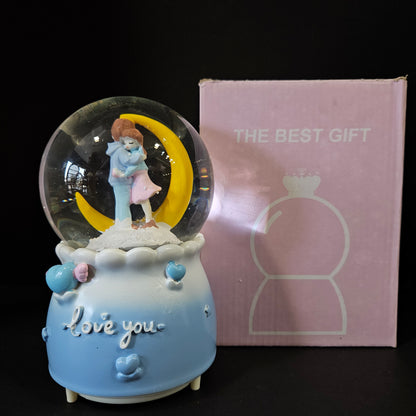 Lighting moon & Couple Statue Boy And Girl Idol In Circular Crystal Valentine Gift