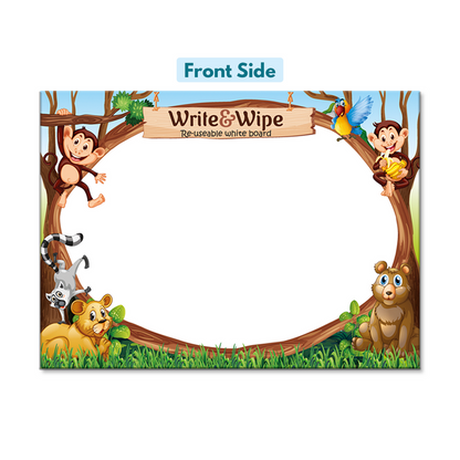 Write & Wipe Reusable Writing Board with jungle,transport,fruits & ocean themed boards