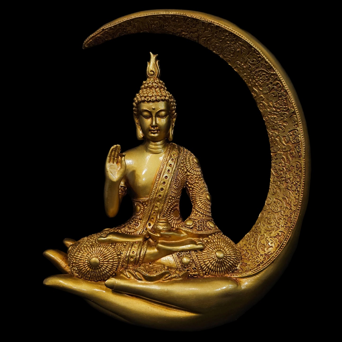 Golden Polyresin Meditating Lord Buddha Statue - Serene Home Decor Accent - Perfect for Meditation Rooms, Living Spaces, Yoga Studios - Gift for Housewarmings