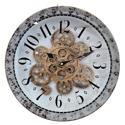 Rotating Gear Wall Clock with Visible Moving Gears Industrial Steampunk Design Decorative Wall Clock for Home & Office