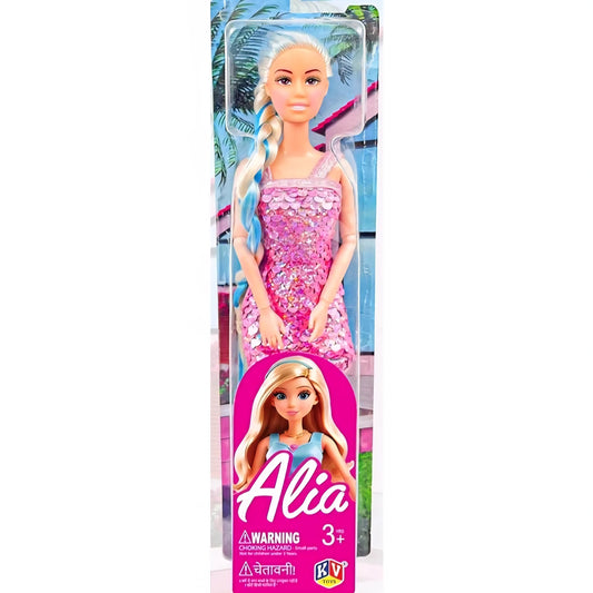 Alia Doll Wearing Sparkly Dress and Braided Soft Hair, Pair of Heels | Moveable Body Parts | Perfect for Kids Aged 3 and Above