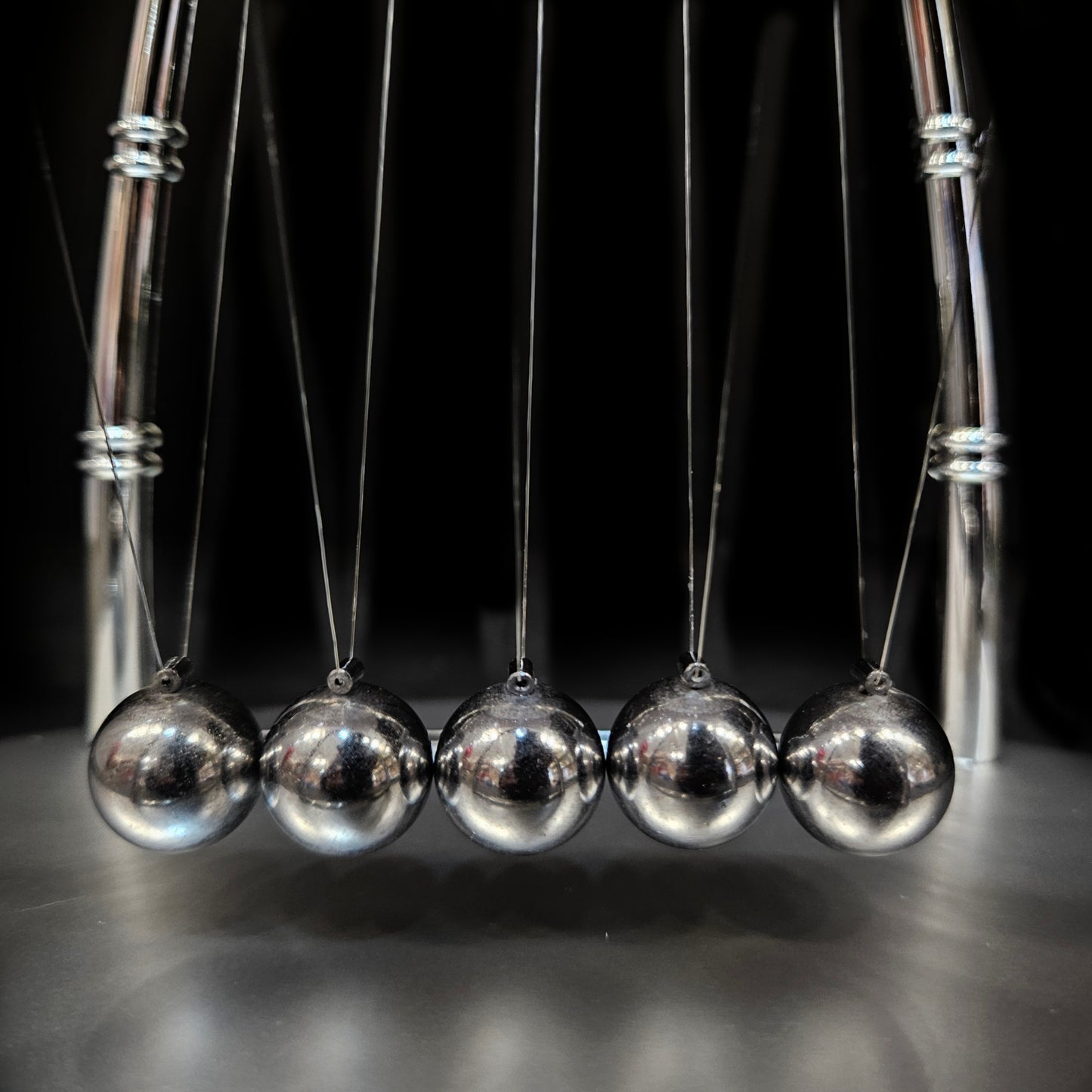 Toyverse Office Table Decor - Newton Cradle Pendulum | Swing Ball Motion Desk Toy -5 Metal Collision Balls