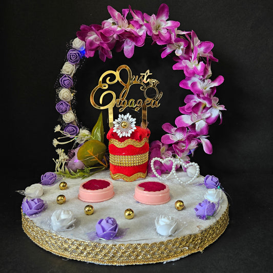 Rose Floweral Decorated Engagement Ring Platter Decorative Ring Plate and Tray for Ceremony
