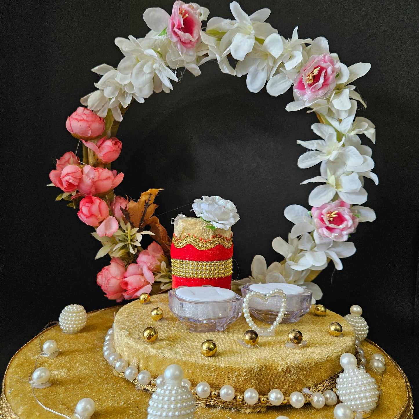 Flowral Decorated Engagement Ring Platter or Wedding Engagement Ring Platter - Decorative Ring Plate and Tray for Ceremony Rajahmundry