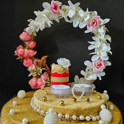 Flowral Decorated Engagement Ring Platter or Wedding Engagement Ring Platter - Decorative Ring Plate and Tray for Ceremony Rajahmundry